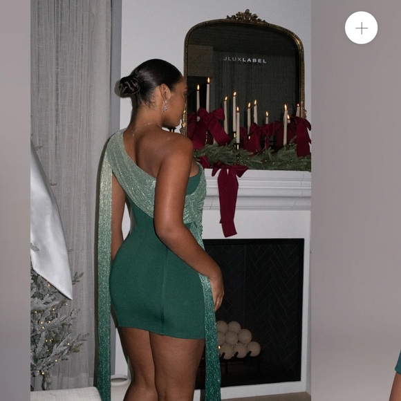 JLUXLABEL Green One Shoulder Sleeveless Dress - Picture 3 of 8